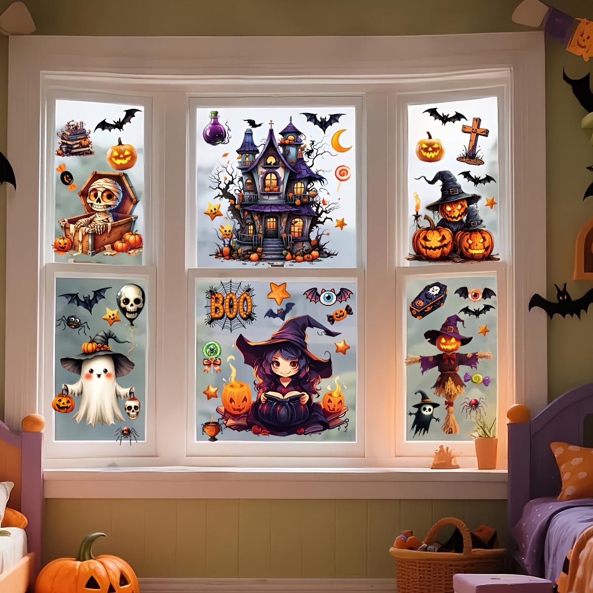 Sticker Sheet Set - 10 Sheets 3D Halloween Window Clings