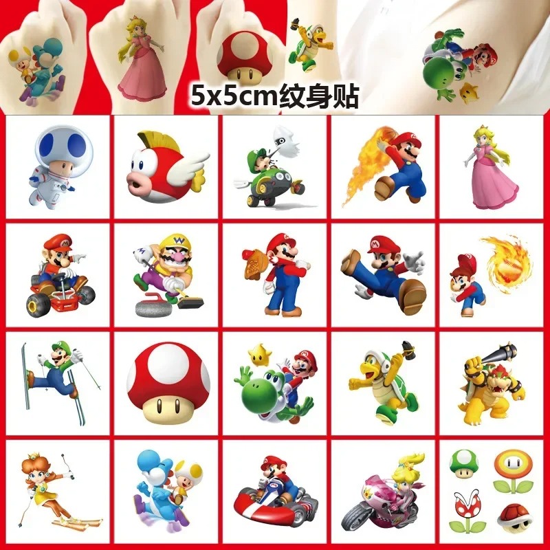 Sticker Sheet Set - 20PCS 5CM*5CM Cartoon Mario Bros Tattoo