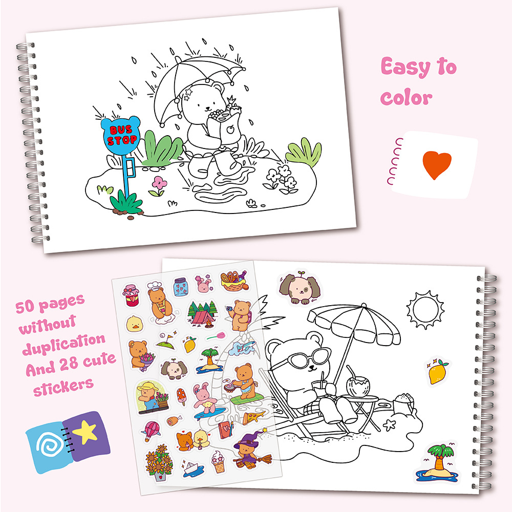Adorable Bear Coloring Book Se - Sticker Sheet Set 리뷰 및 가격
