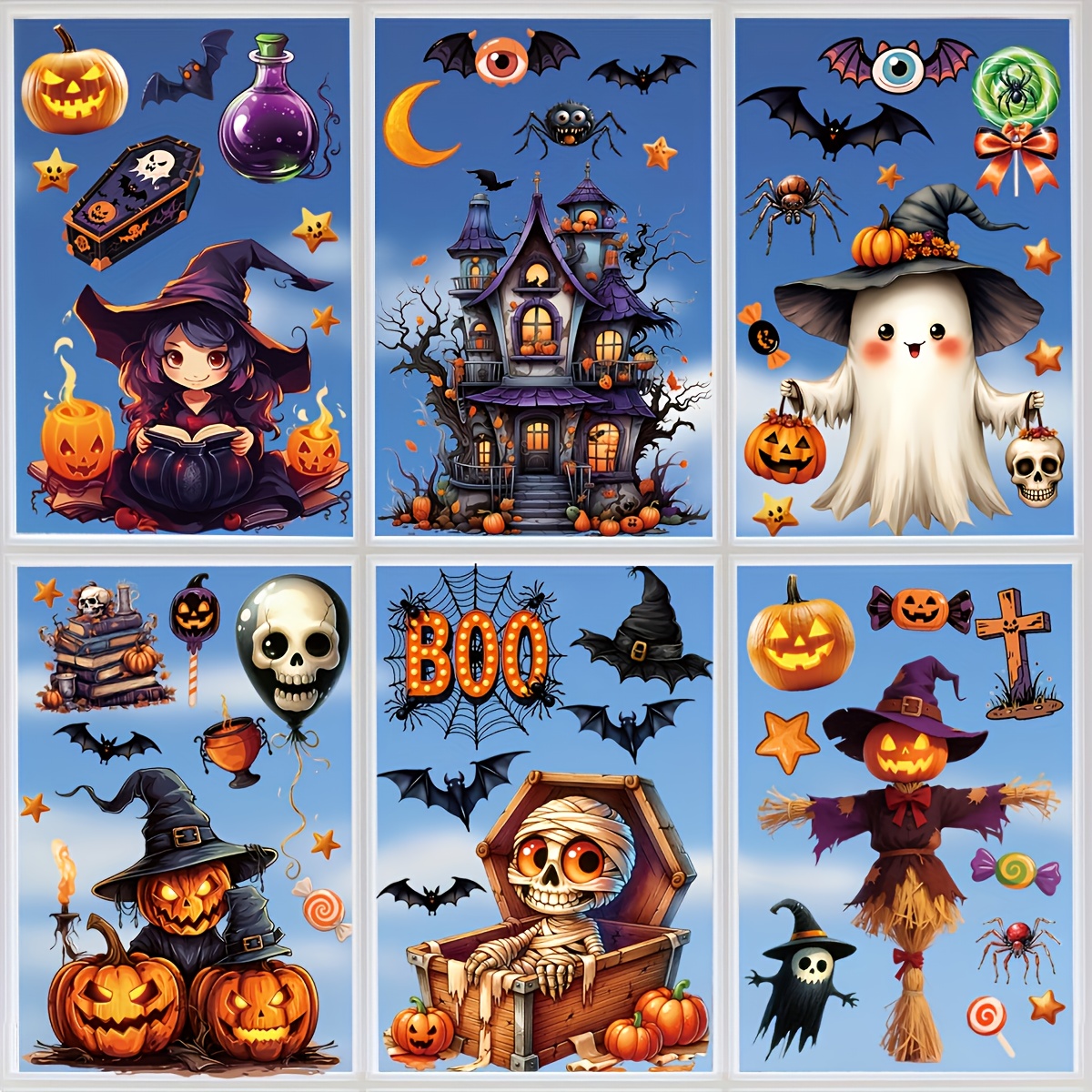 10 Sheets 3D Halloween Window  - Sticker Sheet Set 리뷰 및 가격